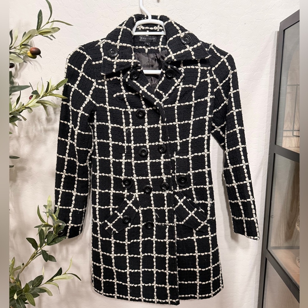 Rampage Black Coat with White Windowpane Check